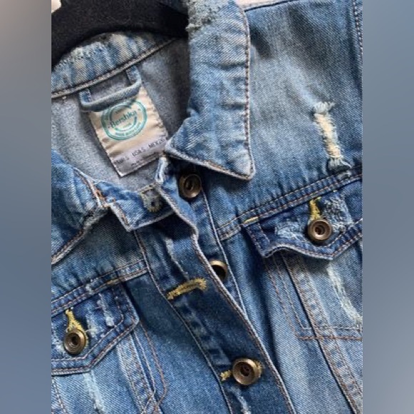 Denim top vest and mini skirt distressed - 2 items- size Small both - Picture 2 of 6